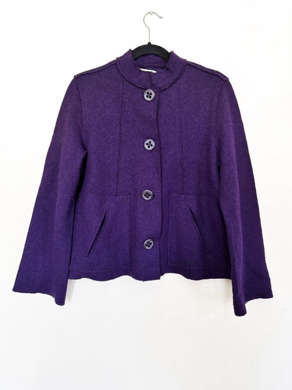 Coldwater Creek Purple Button Front Pea Coat Jacket Size Small EXCELLENT COND.